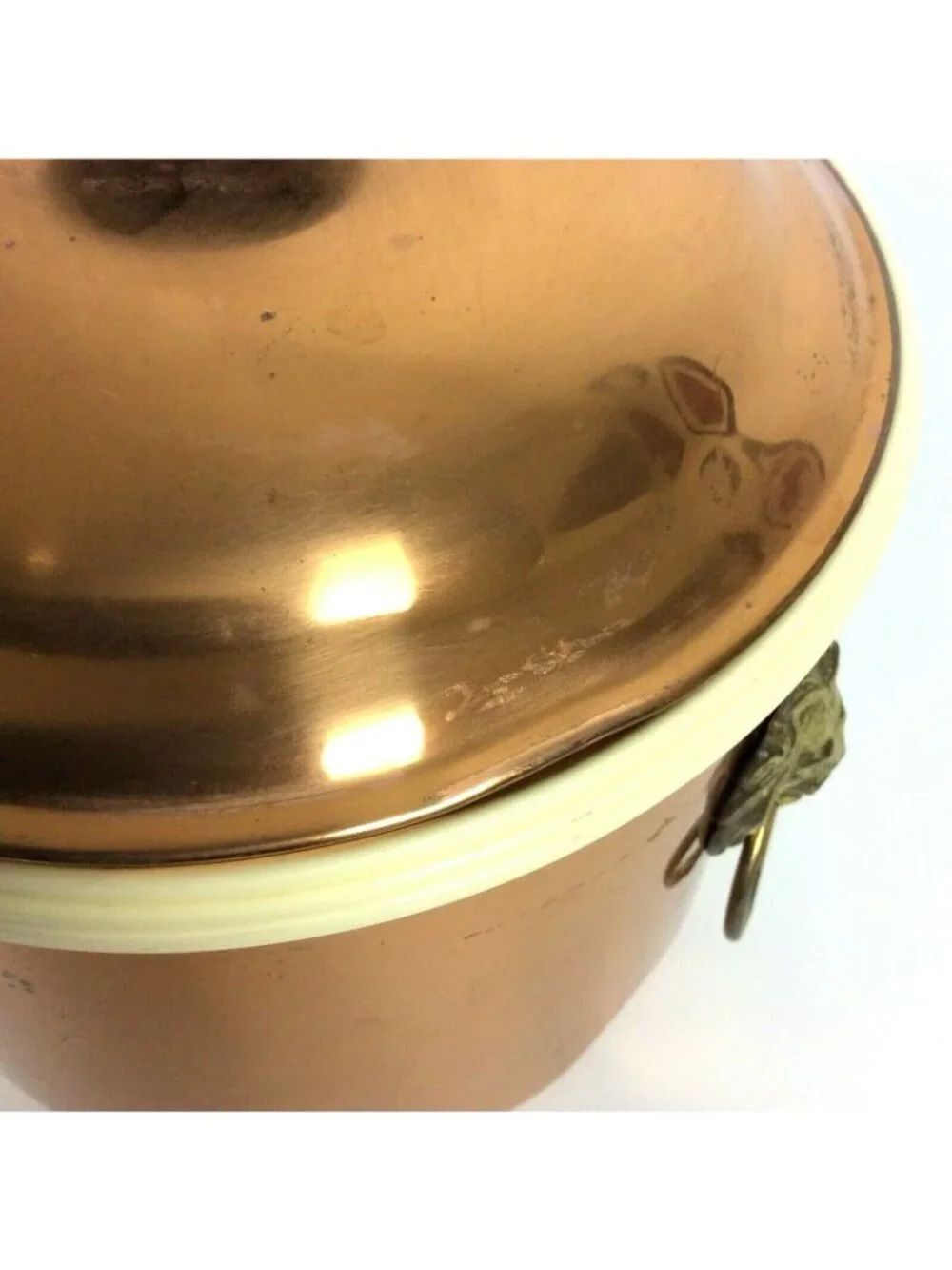 Vintage Coppercraft Copper Brass Ice Bucket With Lion Handles & Lid
